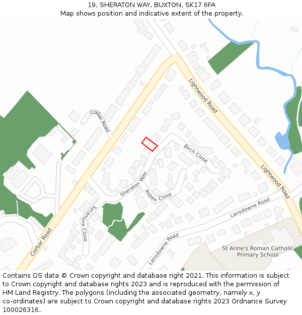 19, SHERATON WAY, BUXTON, SK17 6FA: Location map and indicative extent of plot