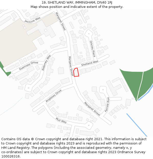 19, SHETLAND WAY, IMMINGHAM, DN40 1RJ: Location map and indicative extent of plot