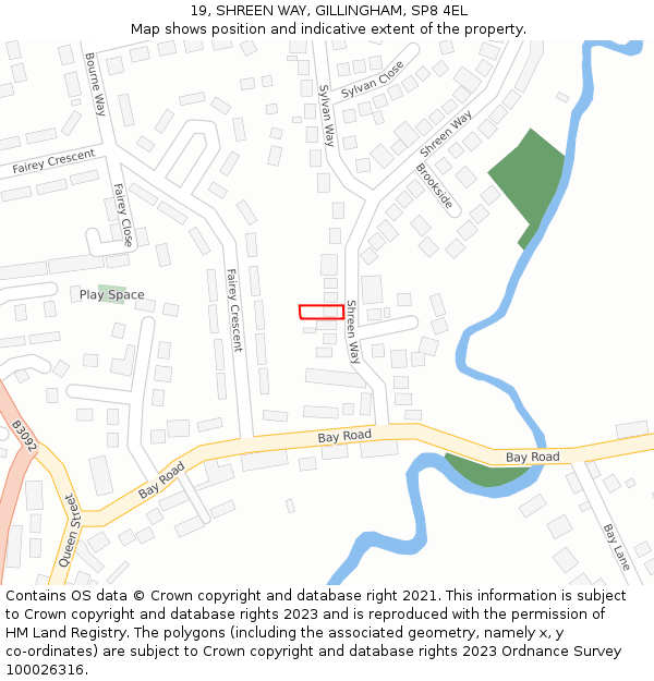 19, SHREEN WAY, GILLINGHAM, SP8 4EL: Location map and indicative extent of plot