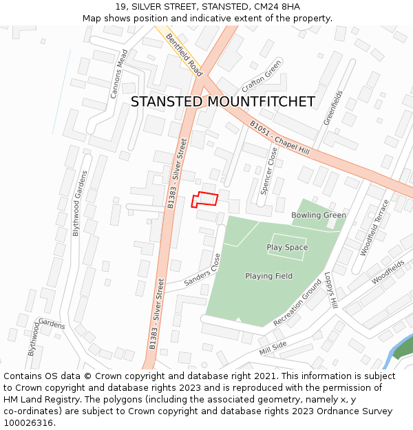19, SILVER STREET, STANSTED, CM24 8HA: Location map and indicative extent of plot
