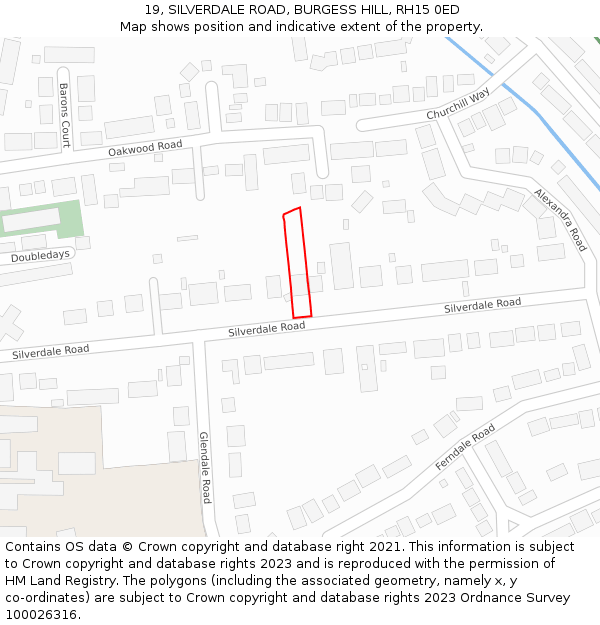 19, SILVERDALE ROAD, BURGESS HILL, RH15 0ED: Location map and indicative extent of plot