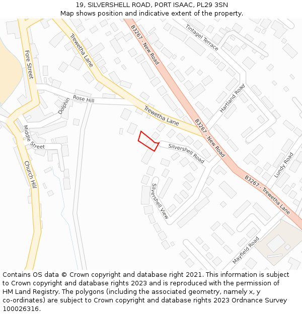 19, SILVERSHELL ROAD, PORT ISAAC, PL29 3SN: Location map and indicative extent of plot