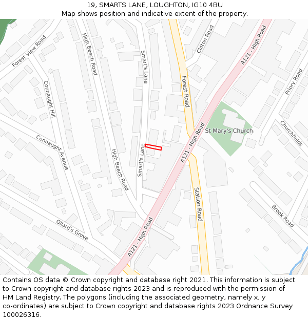 19, SMARTS LANE, LOUGHTON, IG10 4BU: Location map and indicative extent of plot