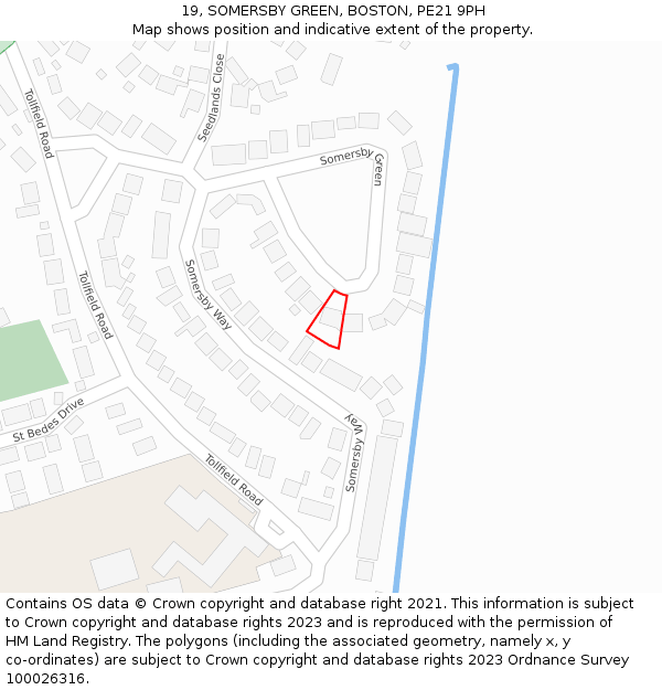 19, SOMERSBY GREEN, BOSTON, PE21 9PH: Location map and indicative extent of plot