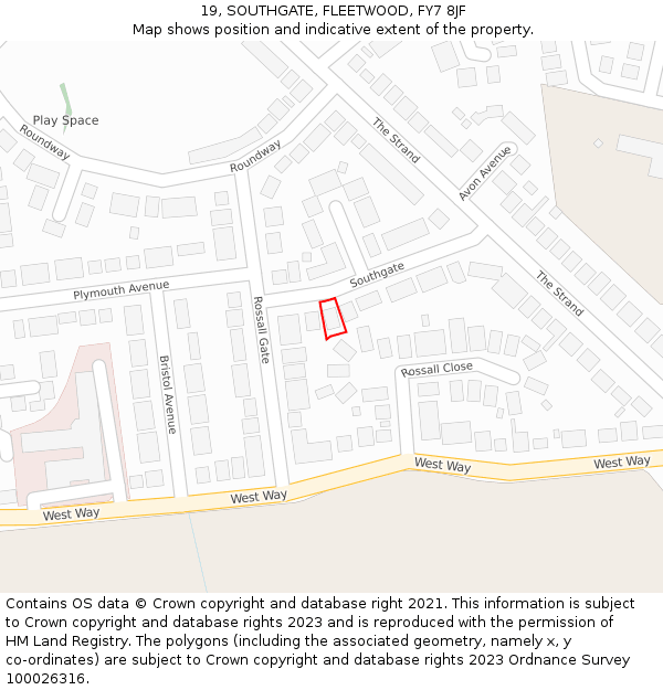 19, SOUTHGATE, FLEETWOOD, FY7 8JF: Location map and indicative extent of plot