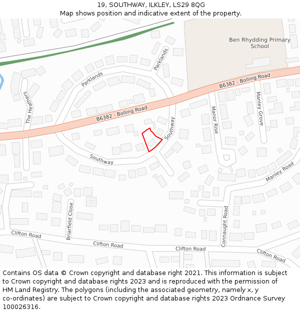 19, SOUTHWAY, ILKLEY, LS29 8QG: Location map and indicative extent of plot