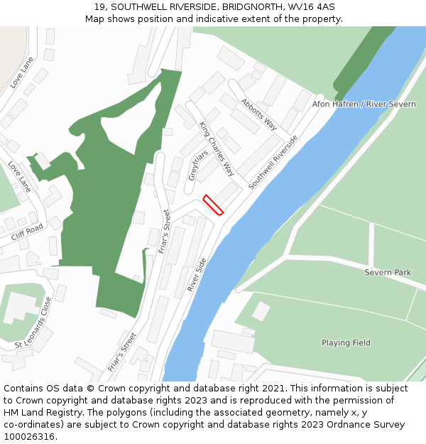 19, SOUTHWELL RIVERSIDE, BRIDGNORTH, WV16 4AS: Location map and indicative extent of plot