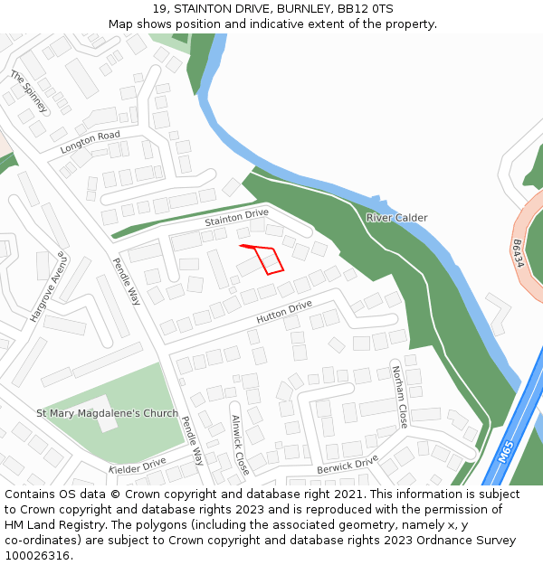 19, STAINTON DRIVE, BURNLEY, BB12 0TS: Location map and indicative extent of plot