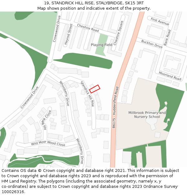 19, STANDRICK HILL RISE, STALYBRIDGE, SK15 3RT: Location map and indicative extent of plot