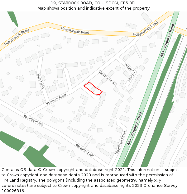 19, STARROCK ROAD, COULSDON, CR5 3EH: Location map and indicative extent of plot