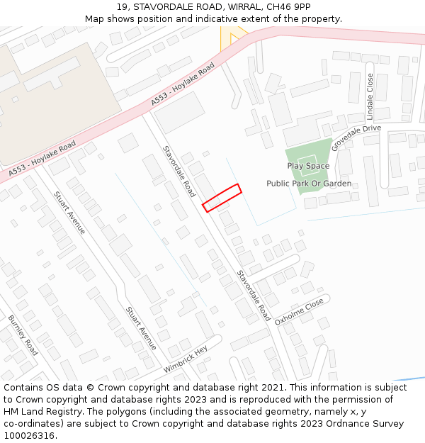 19, STAVORDALE ROAD, WIRRAL, CH46 9PP: Location map and indicative extent of plot