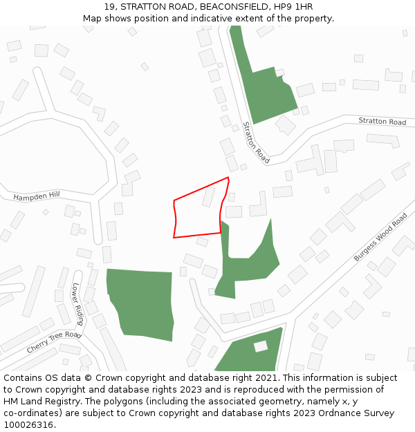 19, STRATTON ROAD, BEACONSFIELD, HP9 1HR: Location map and indicative extent of plot