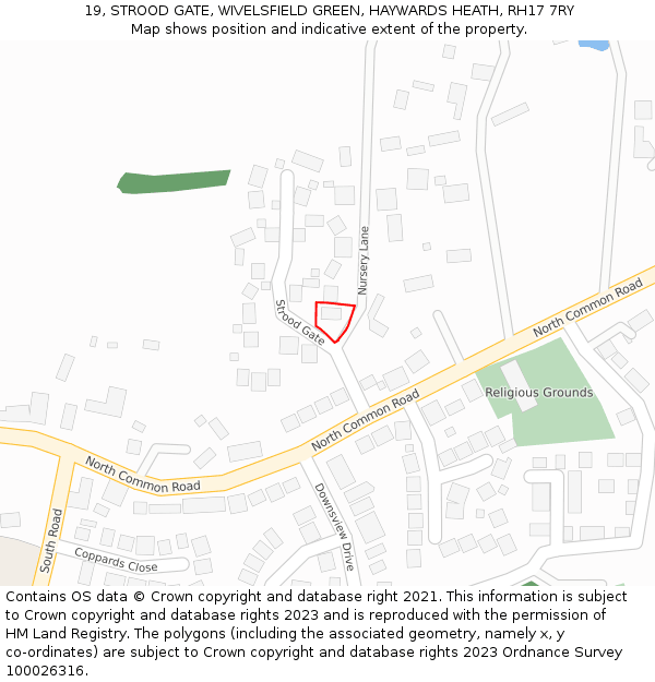 19, STROOD GATE, WIVELSFIELD GREEN, HAYWARDS HEATH, RH17 7RY: Location map and indicative extent of plot
