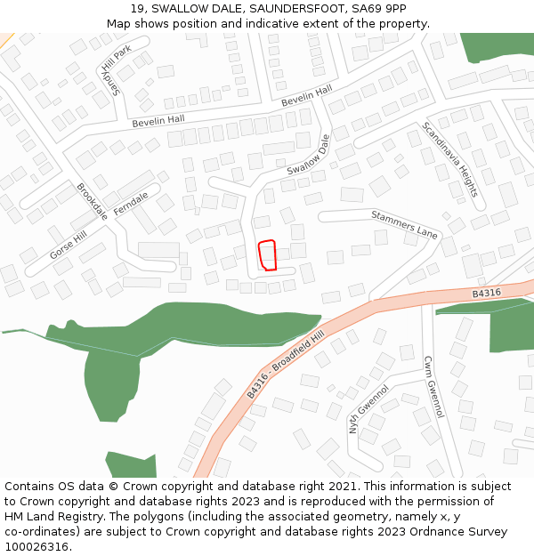 19, SWALLOW DALE, SAUNDERSFOOT, SA69 9PP: Location map and indicative extent of plot