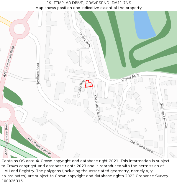 19, TEMPLAR DRIVE, GRAVESEND, DA11 7NS: Location map and indicative extent of plot