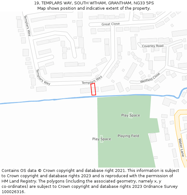 19, TEMPLARS WAY, SOUTH WITHAM, GRANTHAM, NG33 5PS: Location map and indicative extent of plot