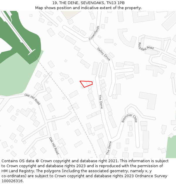 19, THE DENE, SEVENOAKS, TN13 1PB: Location map and indicative extent of plot