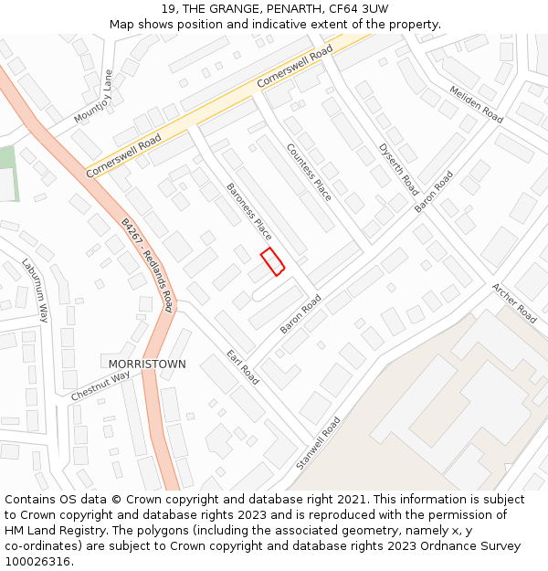 19, THE GRANGE, PENARTH, CF64 3UW: Location map and indicative extent of plot