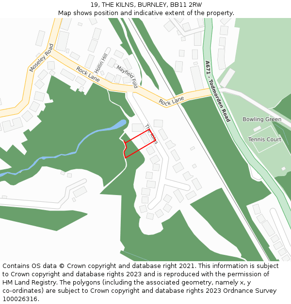 19, THE KILNS, BURNLEY, BB11 2RW: Location map and indicative extent of plot