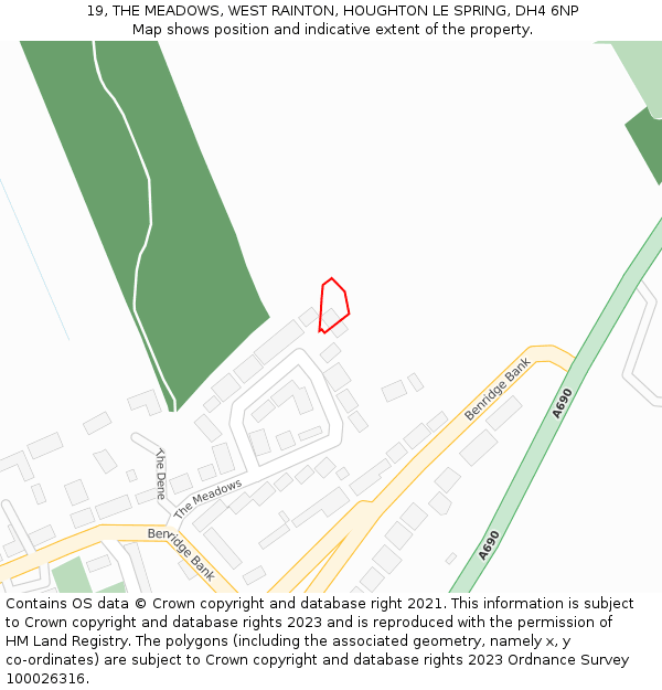 19, THE MEADOWS, WEST RAINTON, HOUGHTON LE SPRING, DH4 6NP: Location map and indicative extent of plot