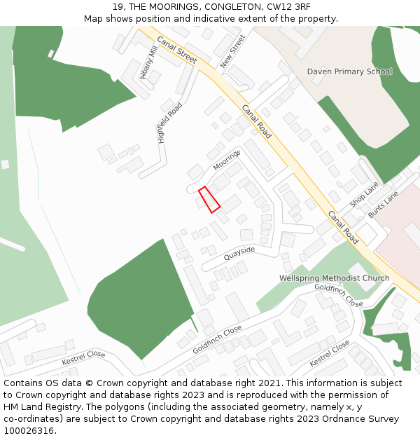 19, THE MOORINGS, CONGLETON, CW12 3RF: Location map and indicative extent of plot