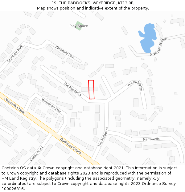 19, THE PADDOCKS, WEYBRIDGE, KT13 9RJ: Location map and indicative extent of plot