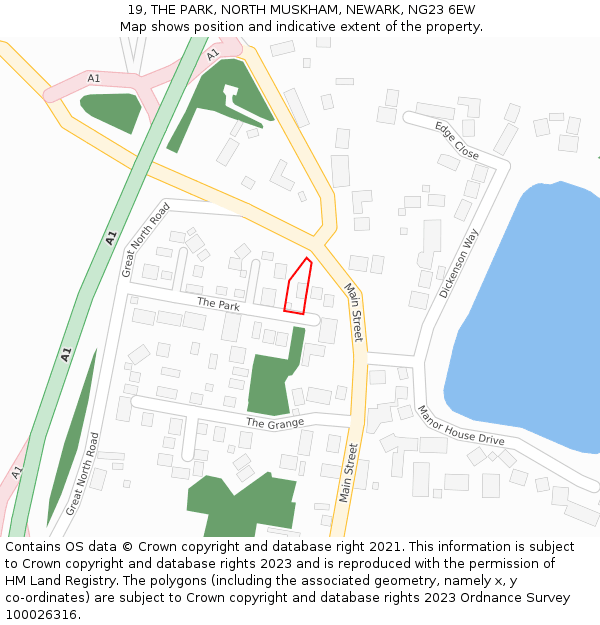 19, THE PARK, NORTH MUSKHAM, NEWARK, NG23 6EW: Location map and indicative extent of plot