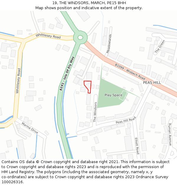 19, THE WINDSORS, MARCH, PE15 8HH: Location map and indicative extent of plot