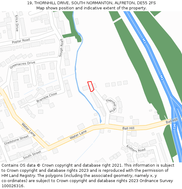 19, THORNHILL DRIVE, SOUTH NORMANTON, ALFRETON, DE55 2FS: Location map and indicative extent of plot