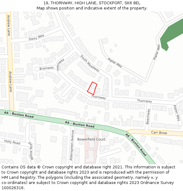 19, THORNWAY, HIGH LANE, STOCKPORT, SK6 8EL: Location map and indicative extent of plot
