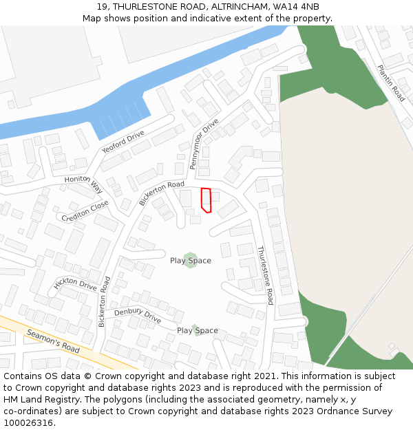 19, THURLESTONE ROAD, ALTRINCHAM, WA14 4NB: Location map and indicative extent of plot