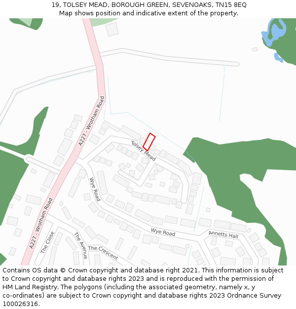 19, TOLSEY MEAD, BOROUGH GREEN, SEVENOAKS, TN15 8EQ: Location map and indicative extent of plot