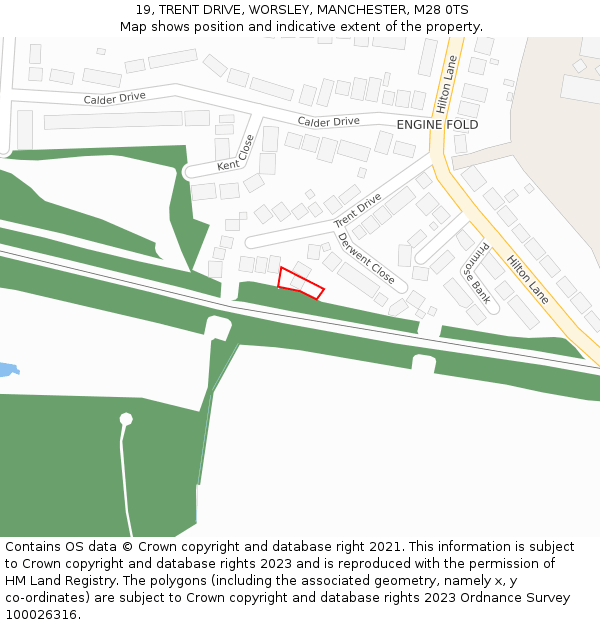 19, TRENT DRIVE, WORSLEY, MANCHESTER, M28 0TS: Location map and indicative extent of plot