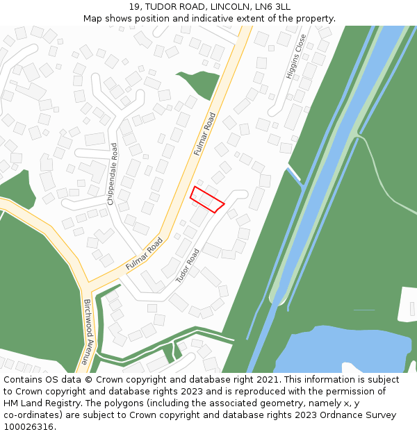 19, TUDOR ROAD, LINCOLN, LN6 3LL: Location map and indicative extent of plot