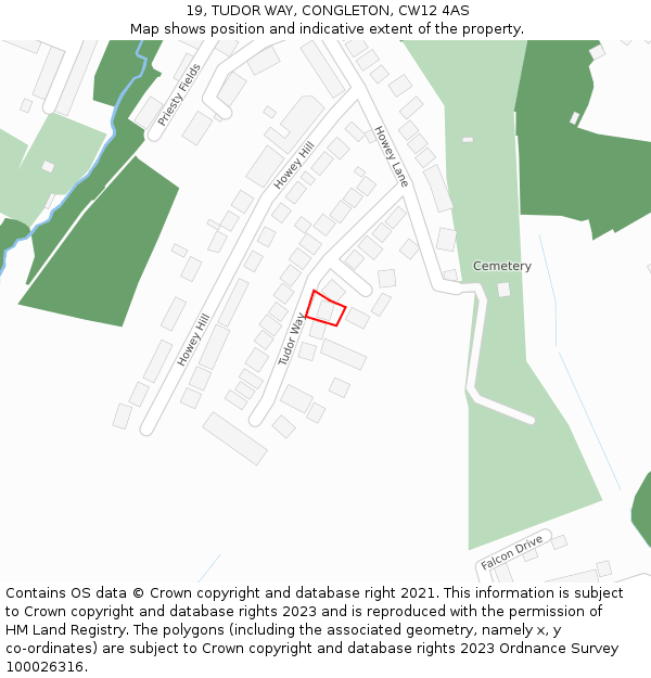 19, TUDOR WAY, CONGLETON, CW12 4AS: Location map and indicative extent of plot