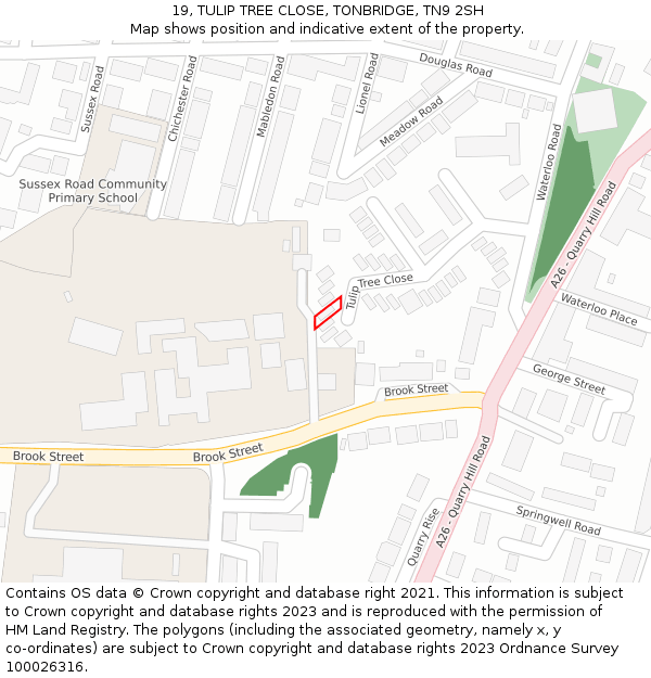 19, TULIP TREE CLOSE, TONBRIDGE, TN9 2SH: Location map and indicative extent of plot