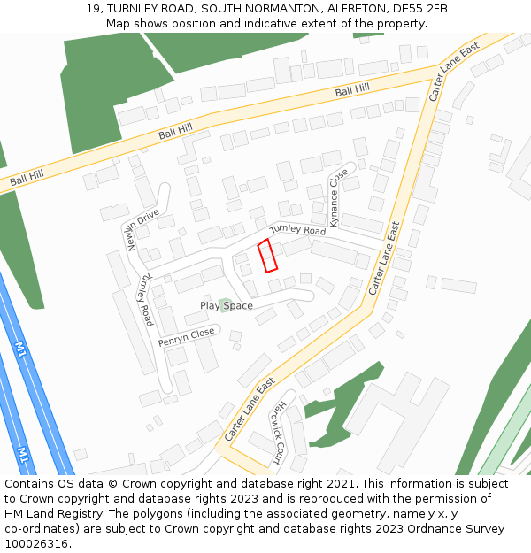 19, TURNLEY ROAD, SOUTH NORMANTON, ALFRETON, DE55 2FB: Location map and indicative extent of plot