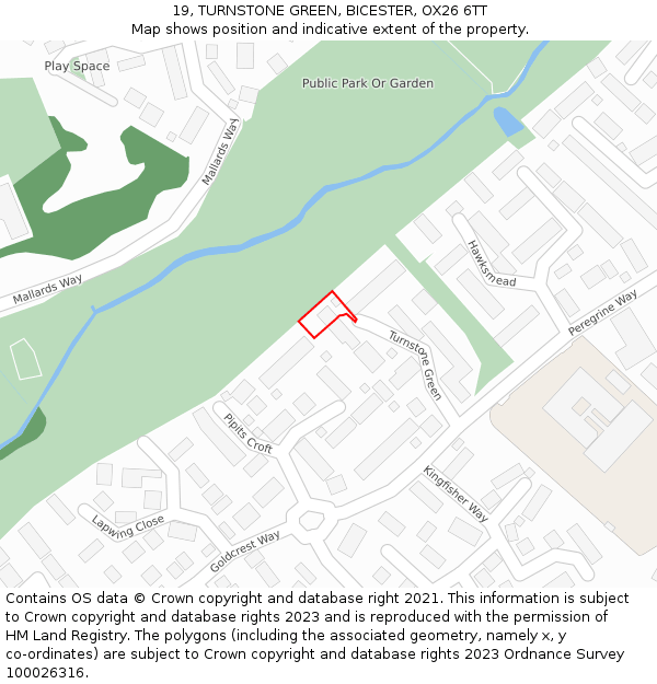 19, TURNSTONE GREEN, BICESTER, OX26 6TT: Location map and indicative extent of plot