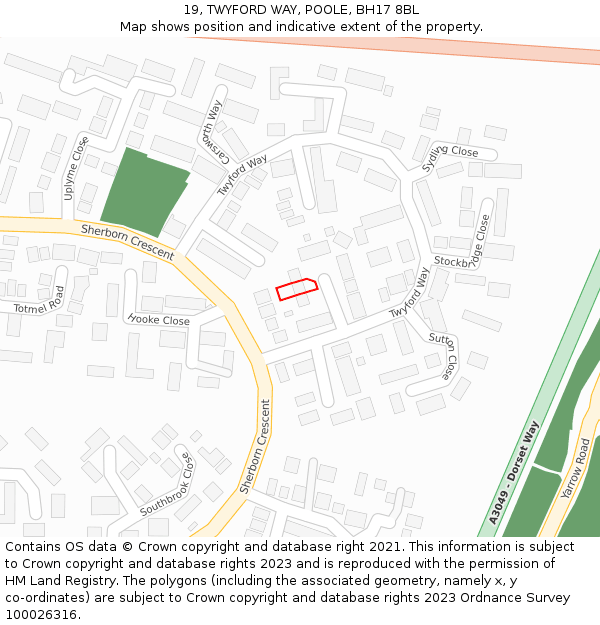 19, TWYFORD WAY, POOLE, BH17 8BL: Location map and indicative extent of plot