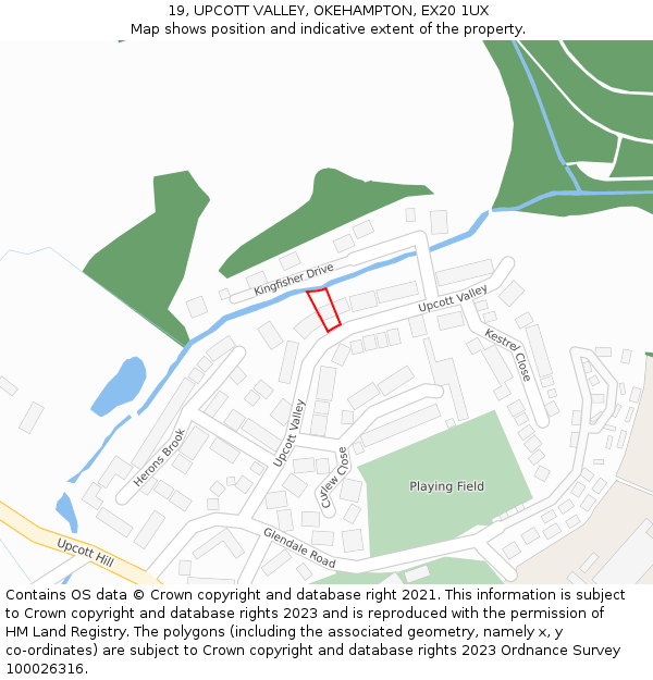 19, UPCOTT VALLEY, OKEHAMPTON, EX20 1UX: Location map and indicative extent of plot
