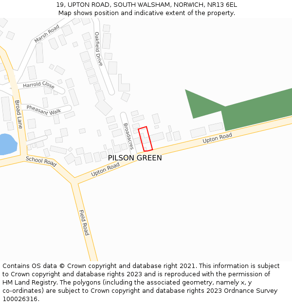 19, UPTON ROAD, SOUTH WALSHAM, NORWICH, NR13 6EL: Location map and indicative extent of plot