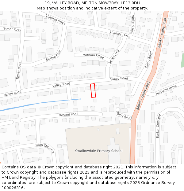 19, VALLEY ROAD, MELTON MOWBRAY, LE13 0DU: Location map and indicative extent of plot