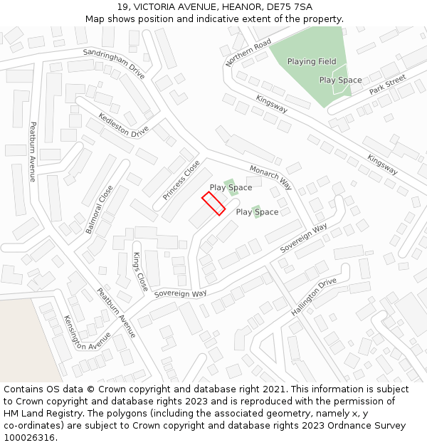 19, VICTORIA AVENUE, HEANOR, DE75 7SA: Location map and indicative extent of plot