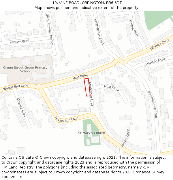 19, VINE ROAD, ORPINGTON, BR6 6DT: Location map and indicative extent of plot