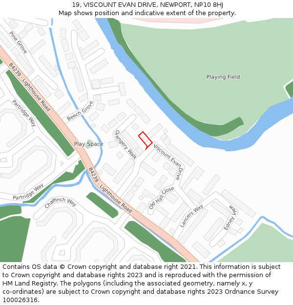 19, VISCOUNT EVAN DRIVE, NEWPORT, NP10 8HJ: Location map and indicative extent of plot