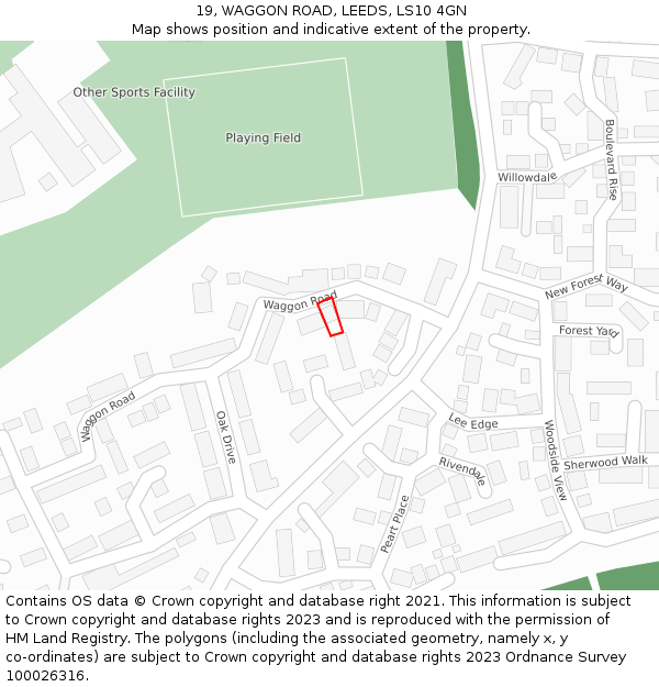 19, WAGGON ROAD, LEEDS, LS10 4GN: Location map and indicative extent of plot