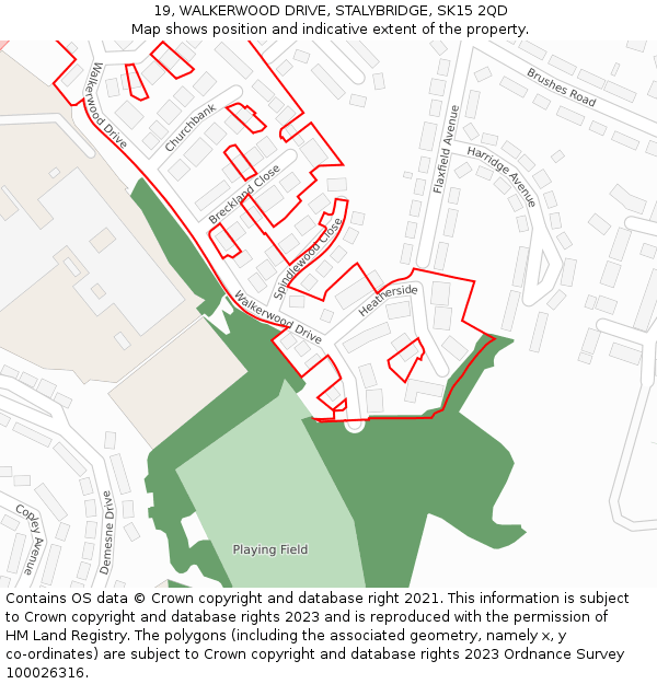 19, WALKERWOOD DRIVE, STALYBRIDGE, SK15 2QD: Location map and indicative extent of plot