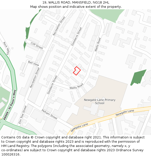 19, WALLIS ROAD, MANSFIELD, NG18 2HL: Location map and indicative extent of plot