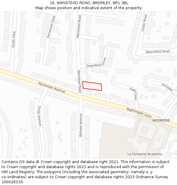 19, WANSTEAD ROAD, BROMLEY, BR1 3BL: Location map and indicative extent of plot