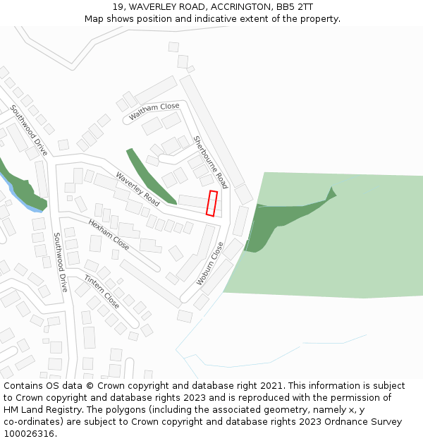 19, WAVERLEY ROAD, ACCRINGTON, BB5 2TT: Location map and indicative extent of plot